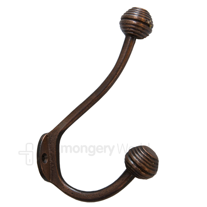Beehive Ball Tip Coat Hook Antique Copper.