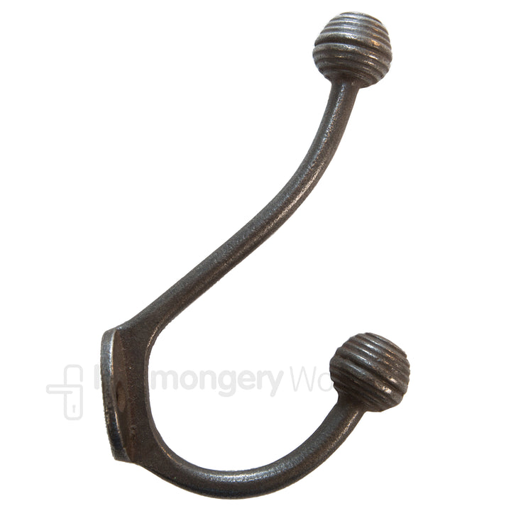 Beehive Ball Tip Coat Hook Antique Iron.