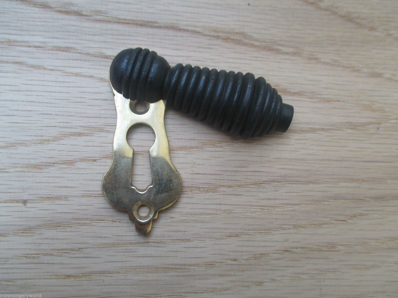 Beehive Wooden Escutcheon Black & Brass.