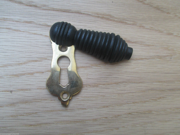 Beehive Wooden Escutcheon Black & Brass.