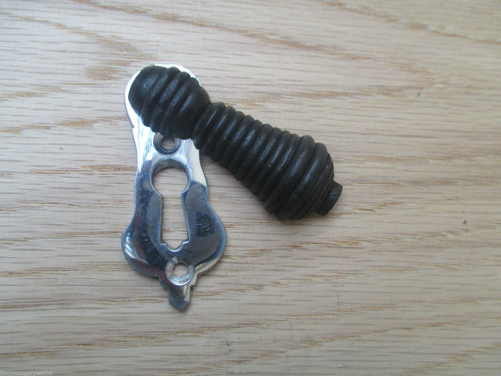 Beehive Wooden Escutcheon Black & Chrome.