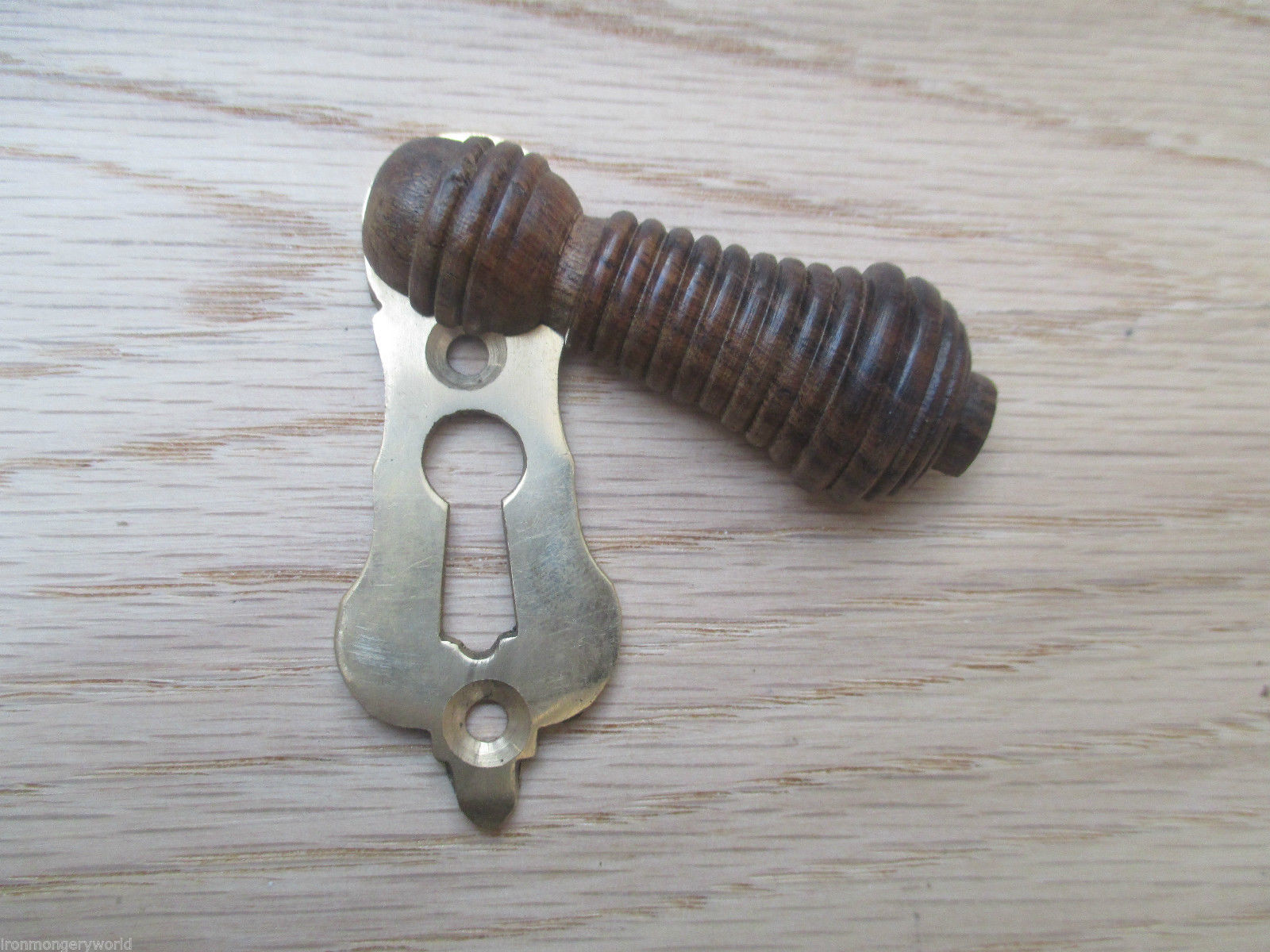 Beehive Wooden Escutcheon Teak & Brass.