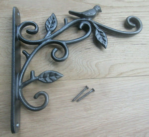 Bird on Branch Hook Bracket Antique Iron.