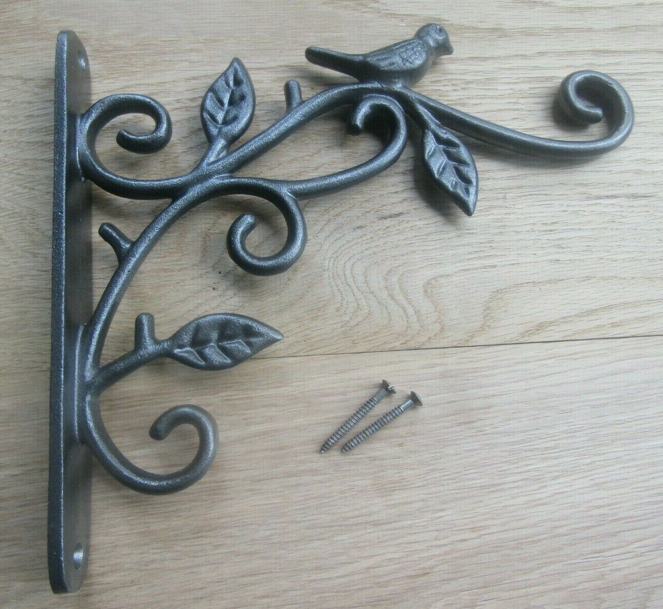 Bird on Branch Hook Bracket Black Antique.