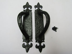 Pair of Fleur De Lys L & R Handle on Plate.