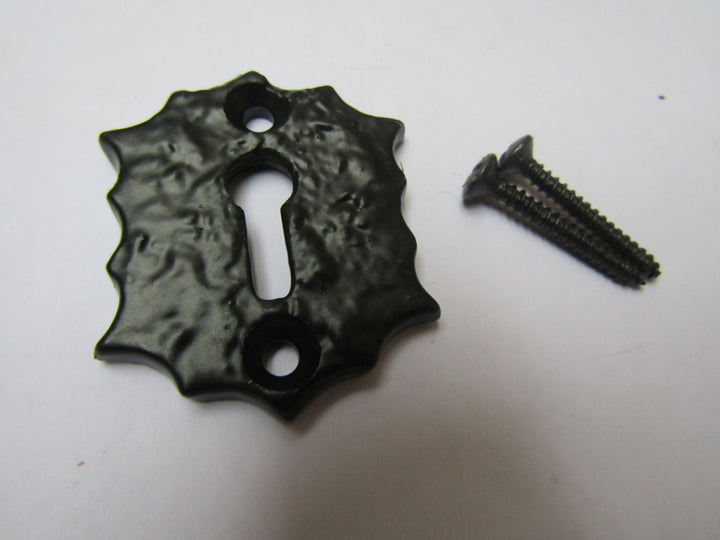 Jagged Edge Open Escutcheon Black Antique.