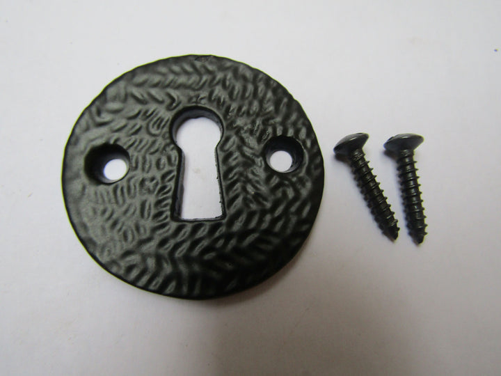 Round Open Escutcheon Black Antique.