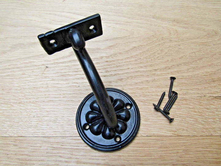 Cast Iron Fancy decorative handrail bracket Black Antique.