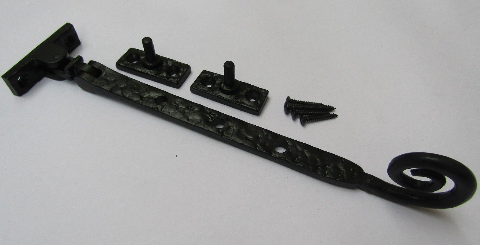 Black Antique Curly Casement Stay Arm 10inch.