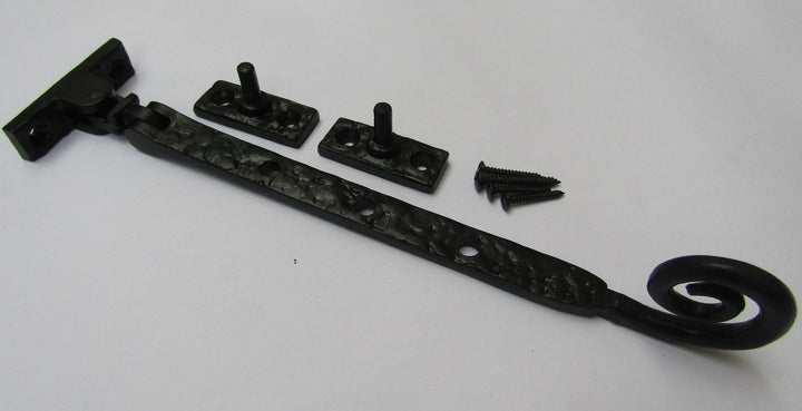 Black Antique Curly Casement Stay Arm 10inch.