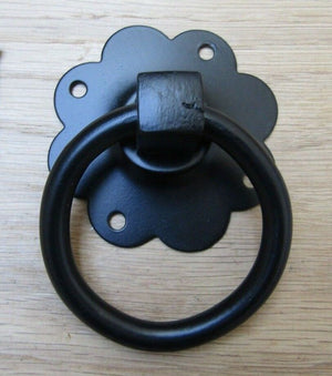 Ring Pull Handle Black Plain Steel.