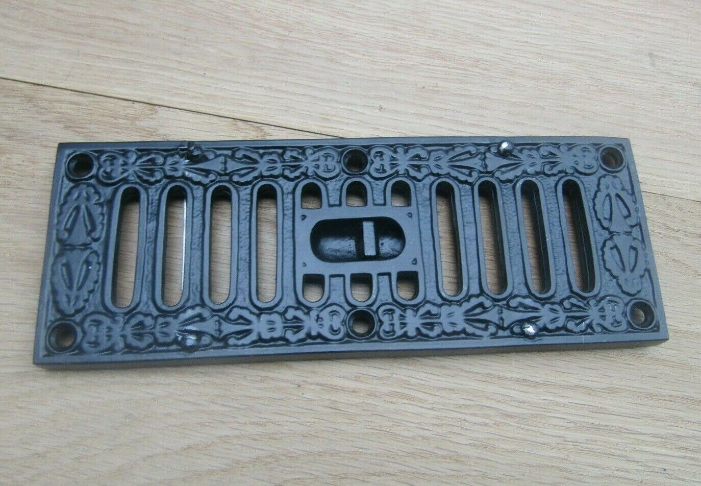 9inch x 3inch Small Black Ornate Vintage Sliding Vent.