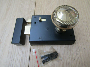 4inch Rim Latch Black & Georgian Rim Brass Set.