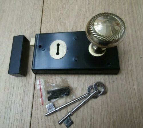 5.5inch Rim Lock Black & Georgian Rim Brass Set.