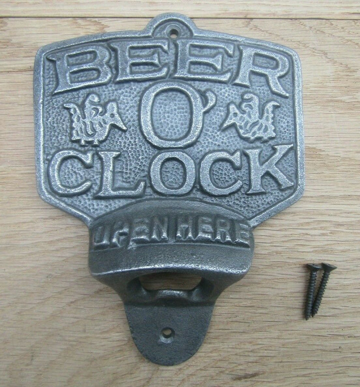 Cast Iron Beer Clock Bottle Opener.