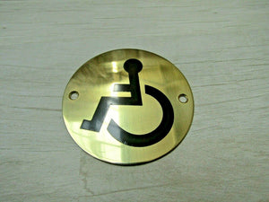 Circle Brass Disabled Door Sign.