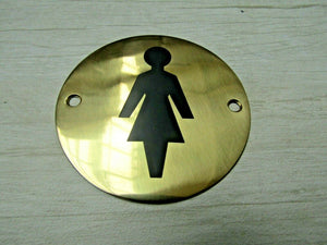 Circle Brass Female Door Sign.