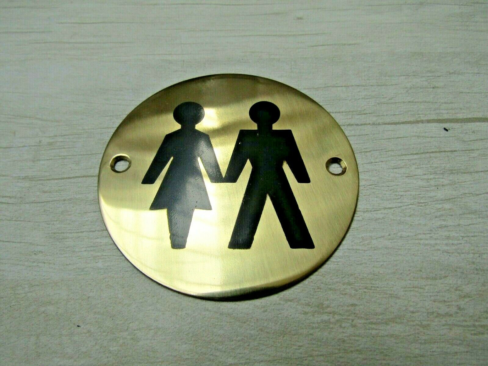 Circle Brass Unisex Door Sign.