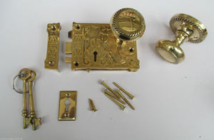 Ornate East Lake Lock & Georgian Rim Brass Set.