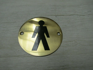 Circle Brass Male Door Sign.
