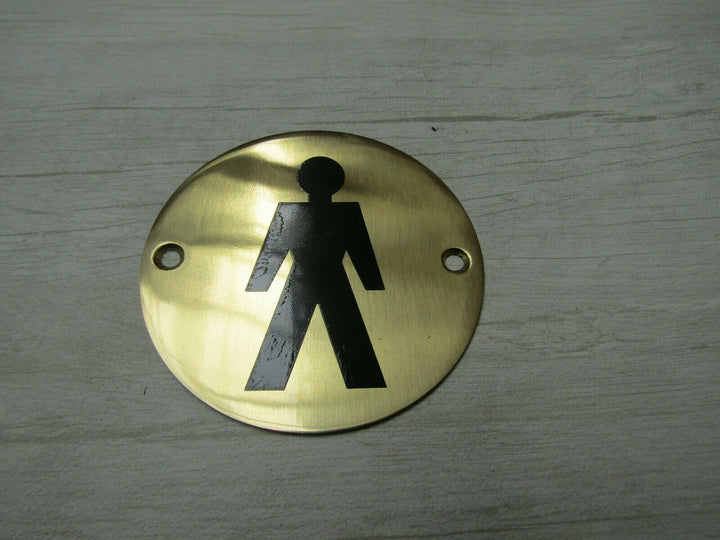 Circle Brass Male Door Sign.