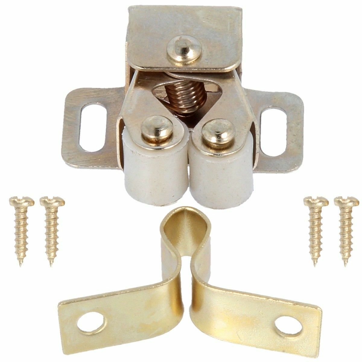 Pack of 10 Caravan double Roller Catch Brass Plated.