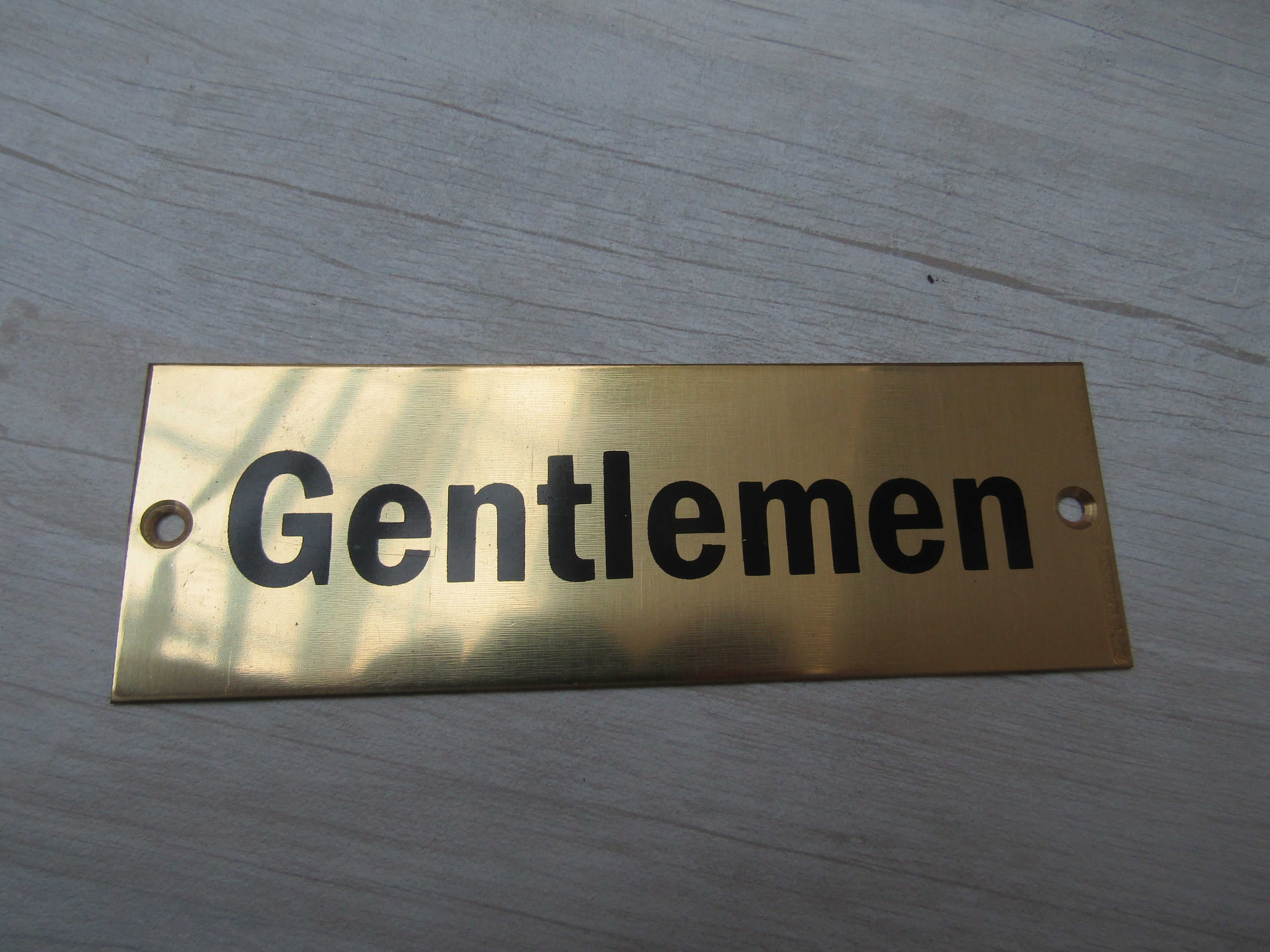 Rectangular Brass Gentlemen Door Sign.