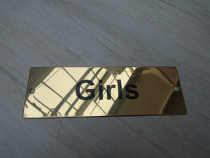 Rectangular Brass Girls Door Sign.