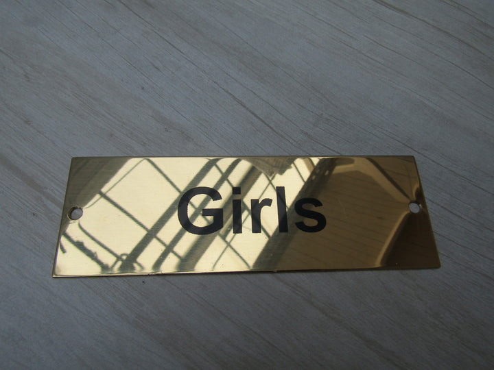 Rectangular Brass Girls Door Sign.