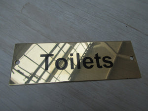 Rectangular Brass Toilets Door Sign.