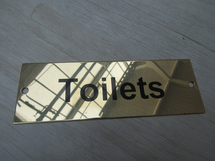 Rectangular Brass Toilets Door Sign.