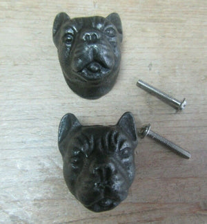 Pack of 2 Bull Dog Cupboard Knob Antique Iron 40mm.