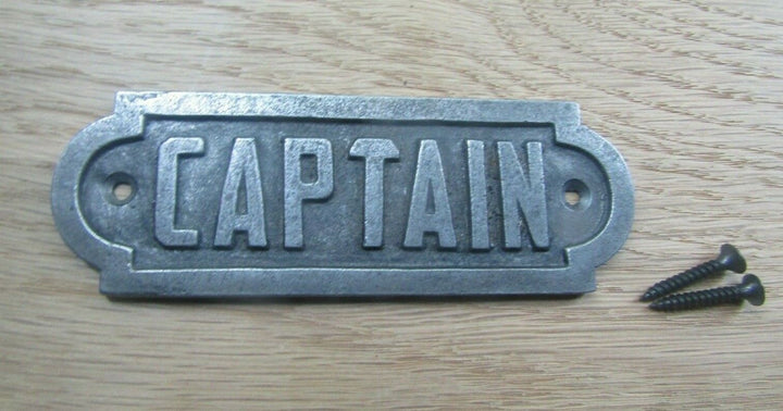 Captain Cast Iron Sign Plaque.