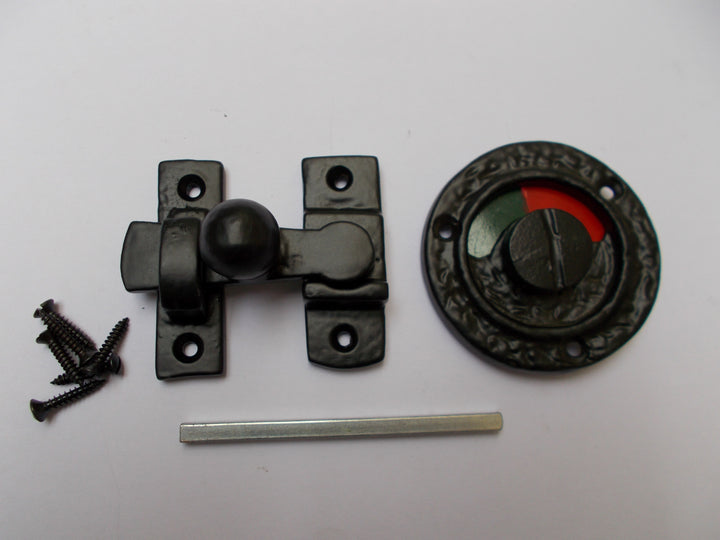 Bathroom door indicator bolt Black Antique Tudor Gothic.