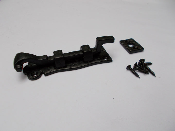 6inch Necked Scroll Door Bolt Black Antique.