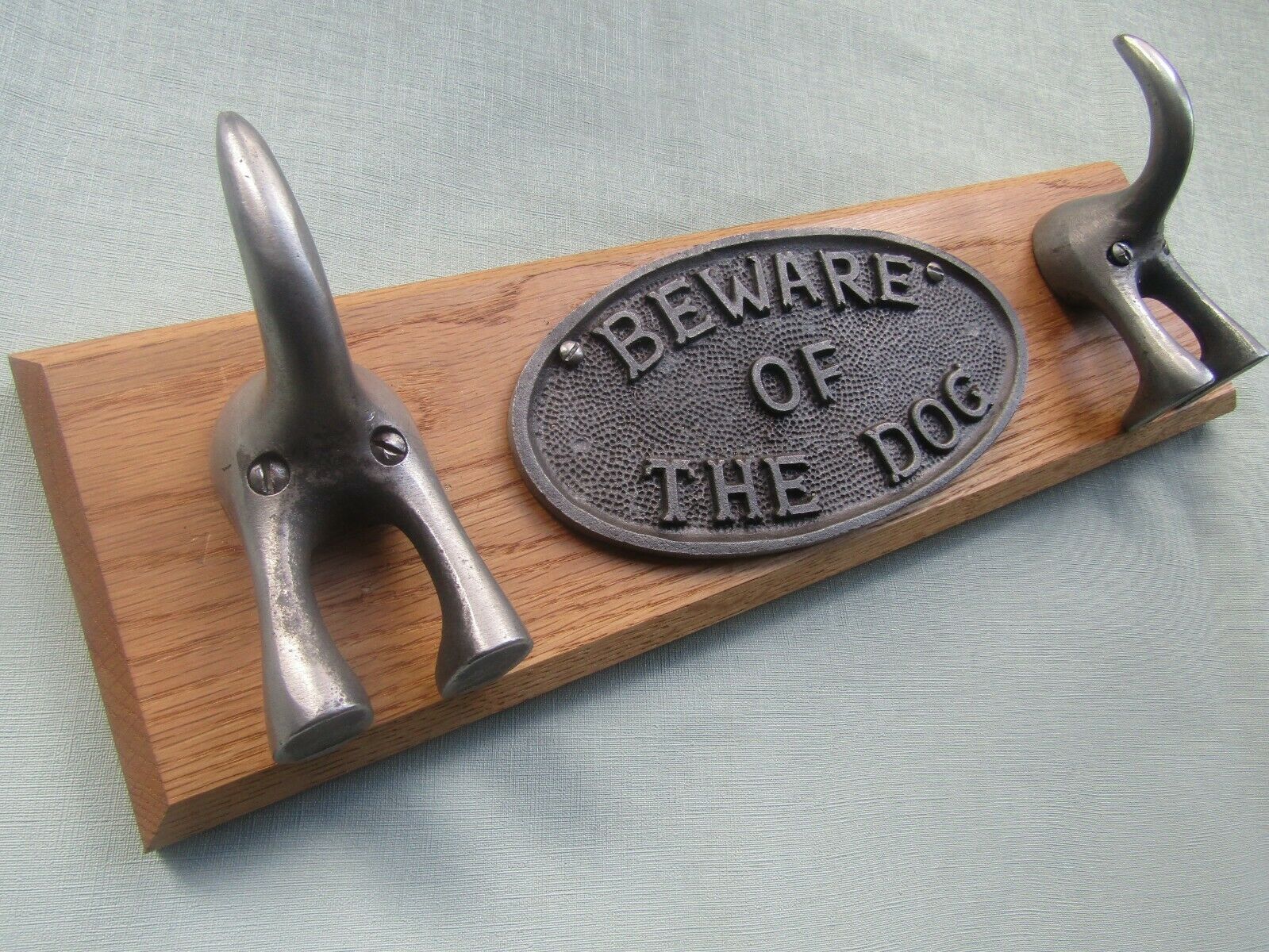 Dog Tail Hook With Beware Of The Dog Plaque Rail.