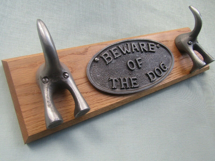 Dog Tail Hook With Beware Of The Dog Plaque Rail.