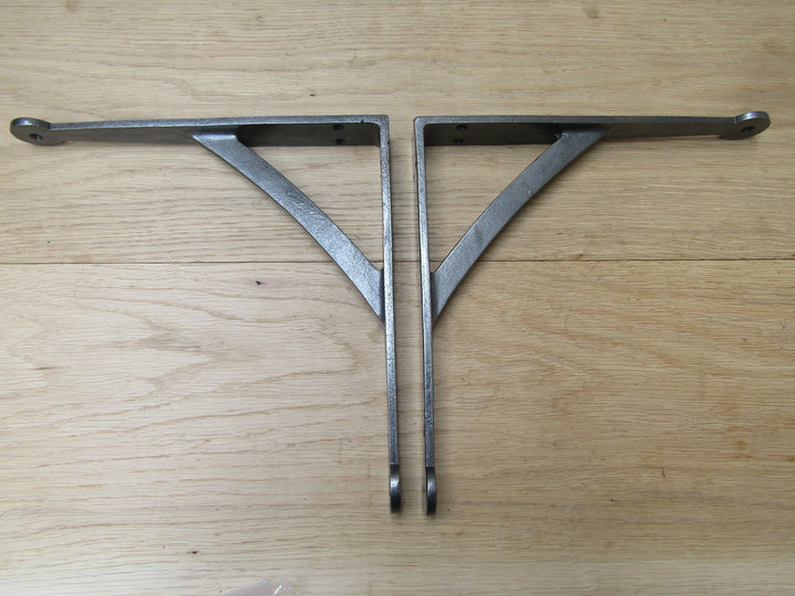 Pair Of Hand Forged Penny End Shelf Brackets 12inch.
