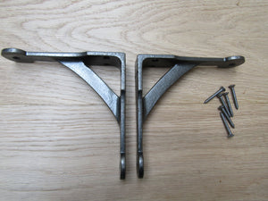 Pair Of Cast Iron Penny End Shelf Brackets 5inch.