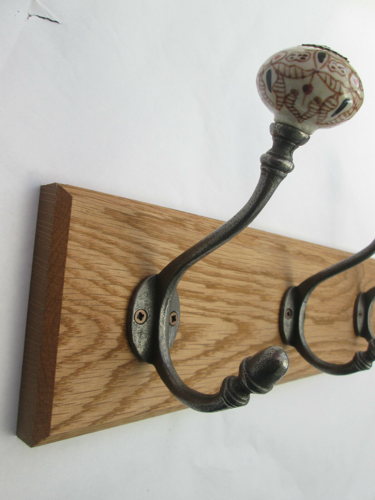 Patterned Ceramic 3 Hook Coat Rail 38cm.