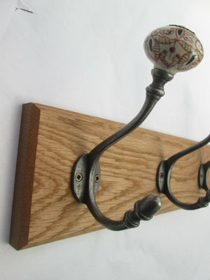 Patterned Ceramic 5 Hook Coat Rail 58cm.