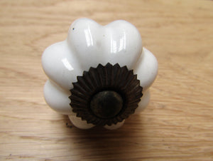 White Ceramic Pumpkin Cabinet Knob 40mm.