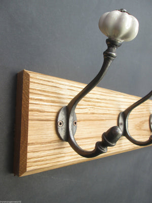 Large White Ceramic Pumpkin Coat Hook Rail.