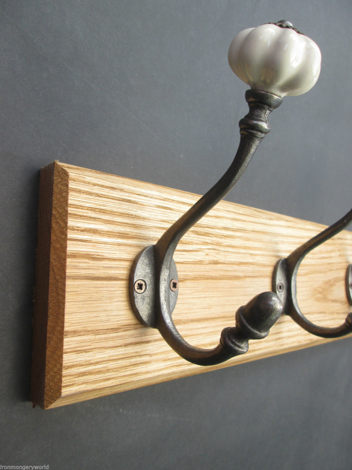 Large White Ceramic Pumpkin Coat Hook Rail.