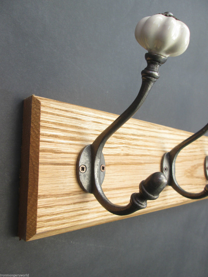 Large White Ceramic Pumpkin Coat Hook Rail.