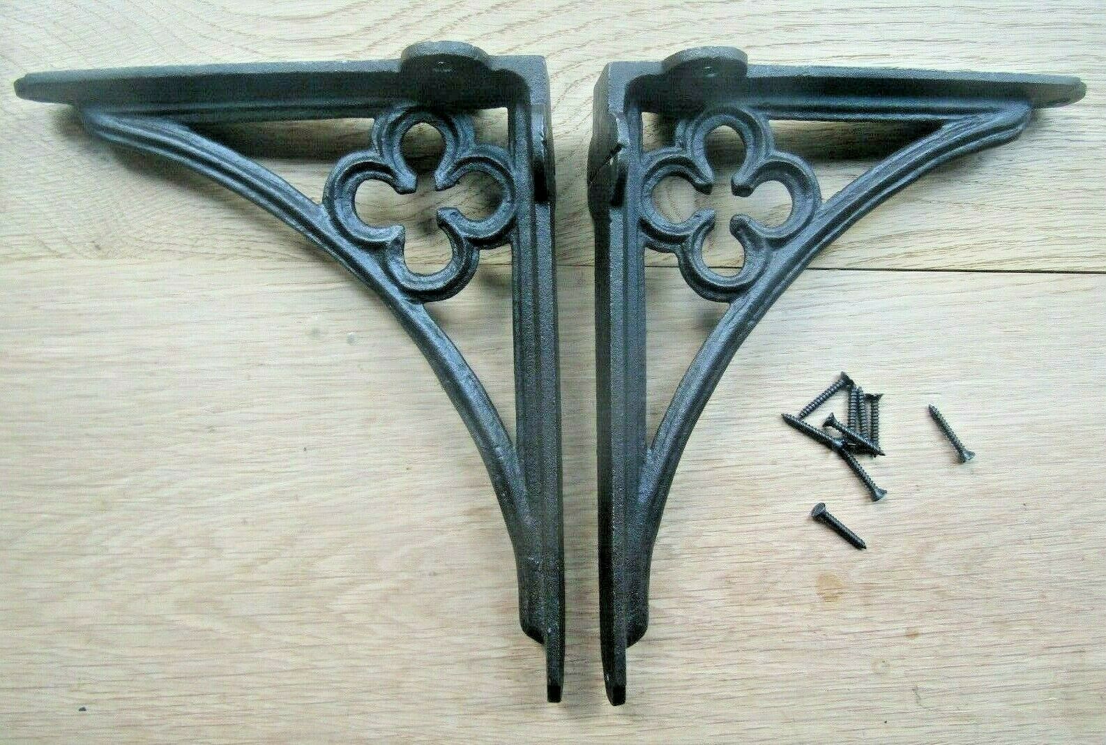 Pair Of Chartres Shelf Brackets Antique Iron.