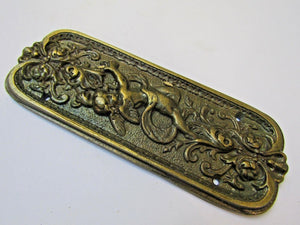 Antique Brass Cherub Finger Plate.