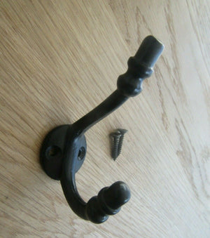 Small Child Acorn Coat Hook Black Antique.