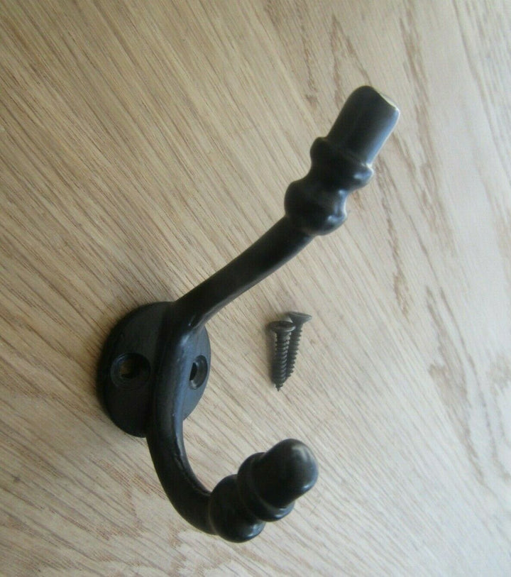 Small Child Acorn Coat Hook Black Antique.