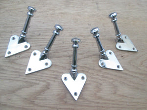 Pack Of 5 Arts & Crafts Chrome Coat Hooks.